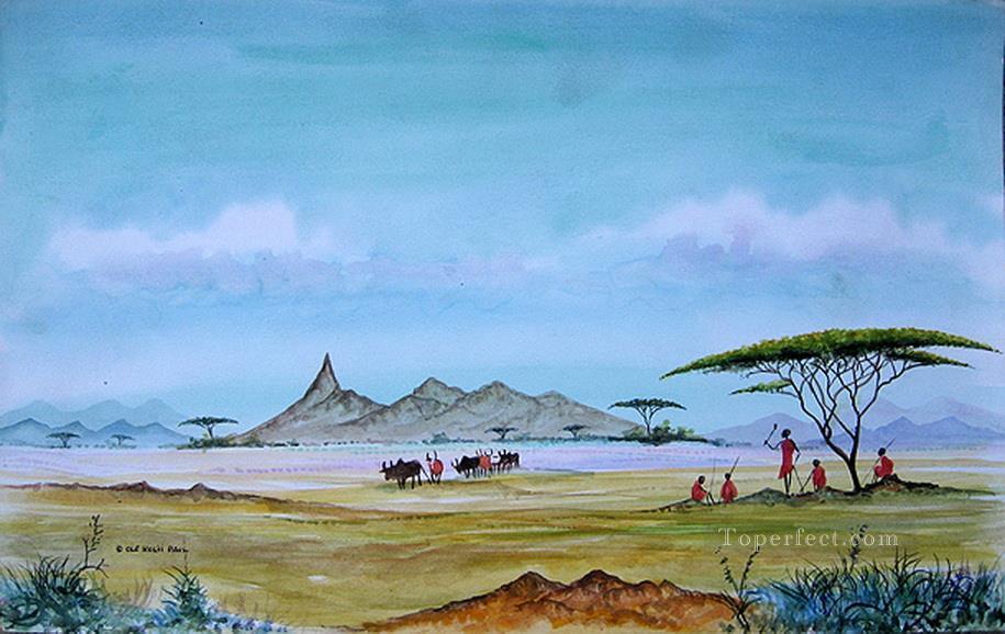 Ole Samburu Conseil des anciens de l’Afrique Peintures à l'huile